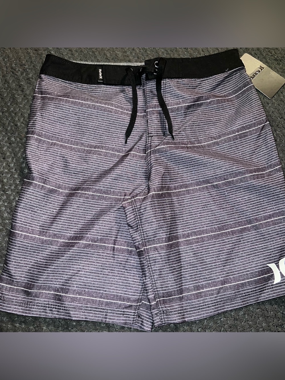 Hurley kids Gray and Black Stripe board shorts